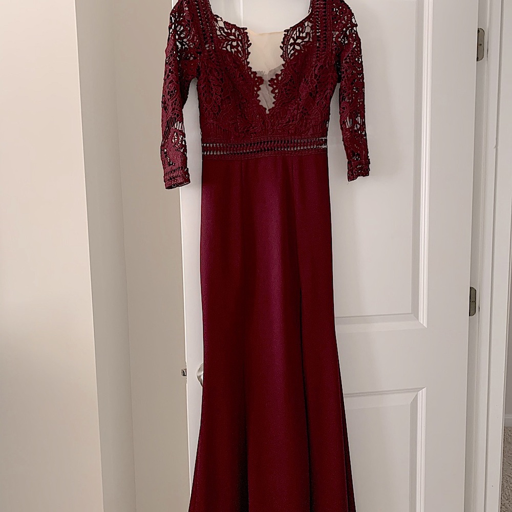 Maroon floor length dress